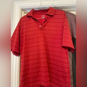 Mens polo PGA tour polo. Red and white strips.